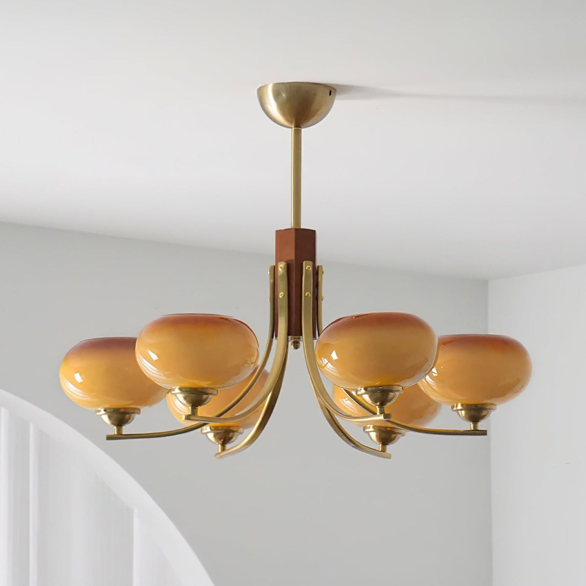 Vira 6-Light Amber Glass Globe Chandelier-Neutral Decor