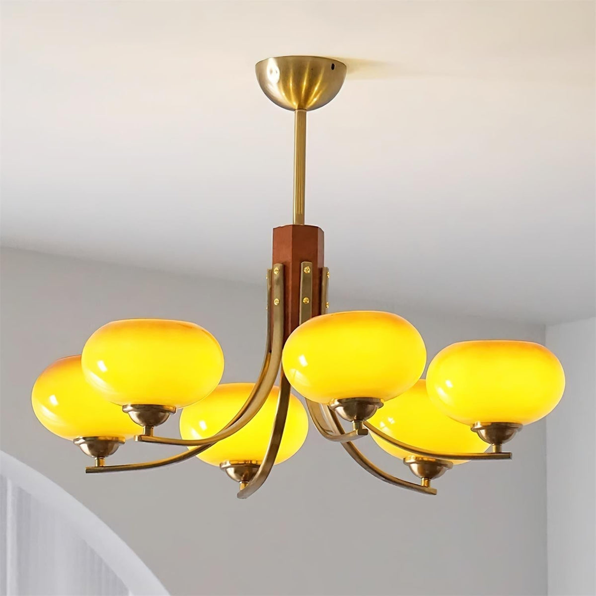 Vira 6-Light Amber Glass Globe Chandelier-Neutral Decor