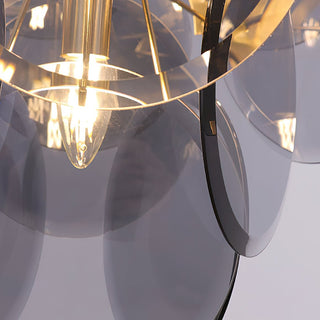 Lustra Lustre en Verre Ambre à Cercles Empilés