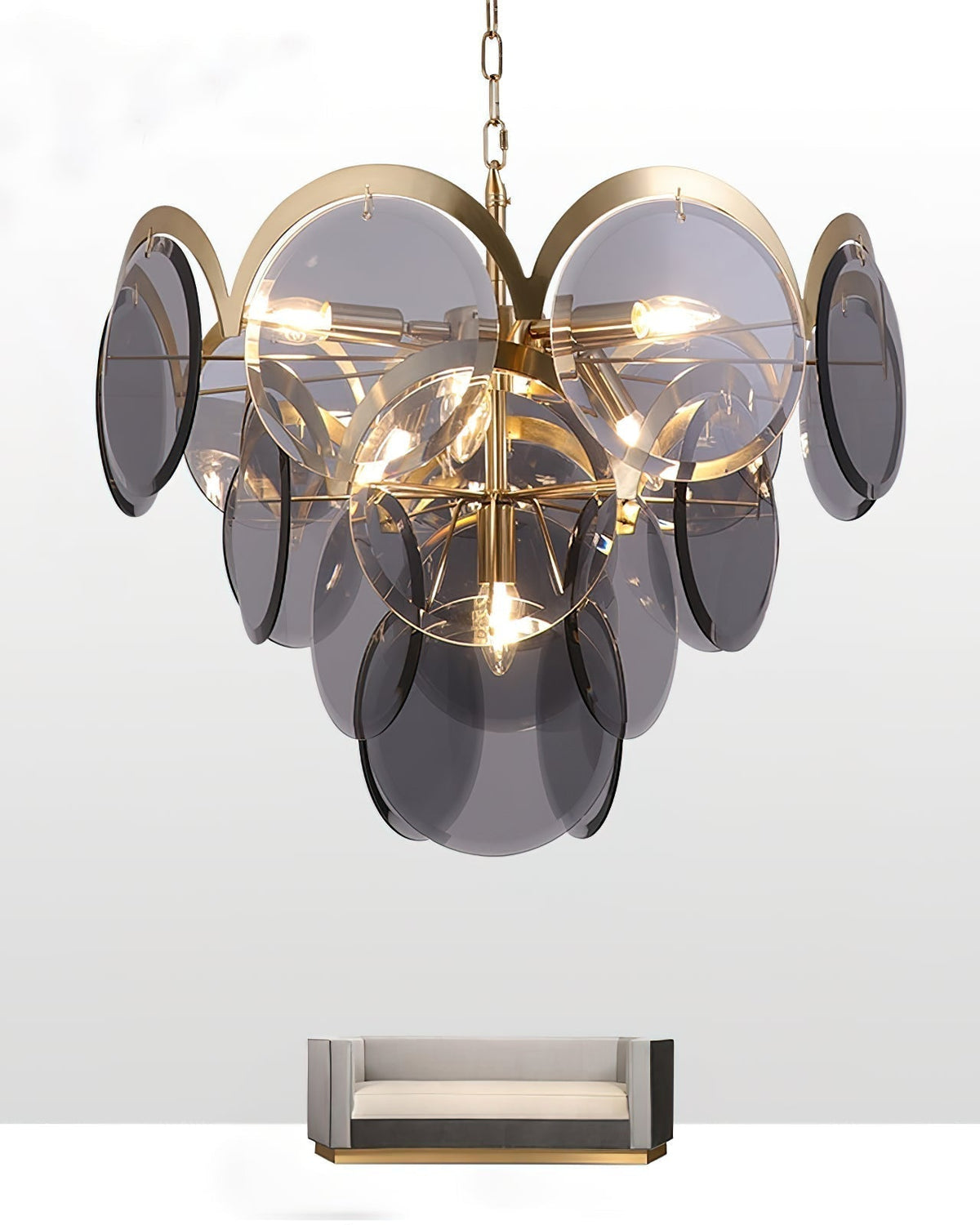 Leveria Lustre en Verre Ambre à Cercles Empilés