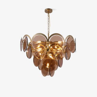 Lustra Lustre en Verre Ambre à Cercles Empilés