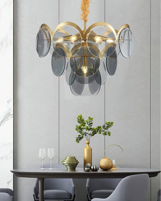 Lustra Lustre en Verre Ambre à Cercles Empilés