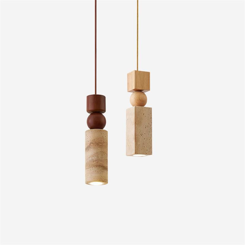 Pendant Light Geometric Wood Travertine Minimalist Nordic Hanging-Neutral Decor