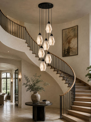 Faceted Alabaster Cluster Chandelier-Neutral Decor