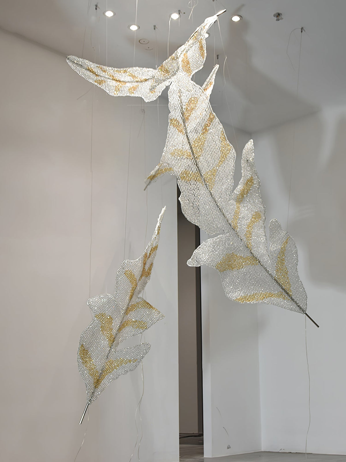 Zeshaen Lustre en Verre Feuilles Tombantes Créatives