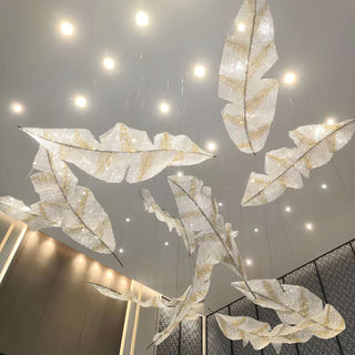 Zeshaen Lustre en Verre Feuilles Tombantes Créatives