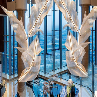 Zeshaen Lustre en Verre Feuilles Tombantes Créatives