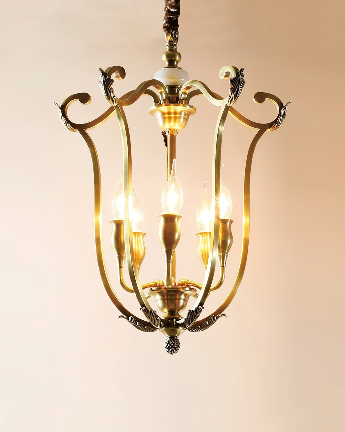 Mavien Lustre Cadre Lanternes Doré