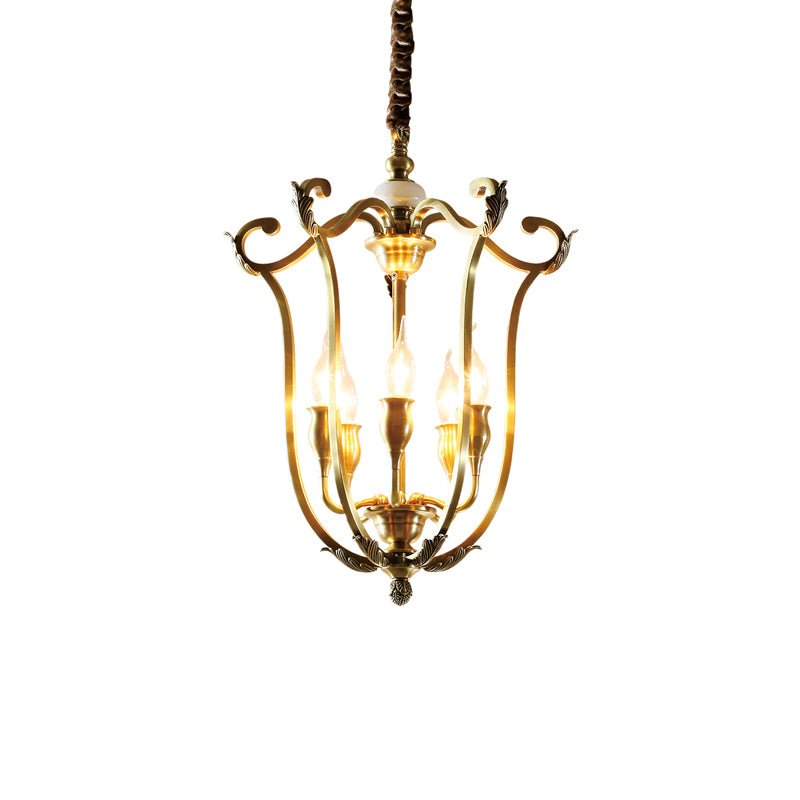 Mavien Lustre Cadre Lanternes Doré