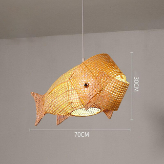 Ritta Luminaires Suspension Poisson Simple Métal/Rotin, Salon