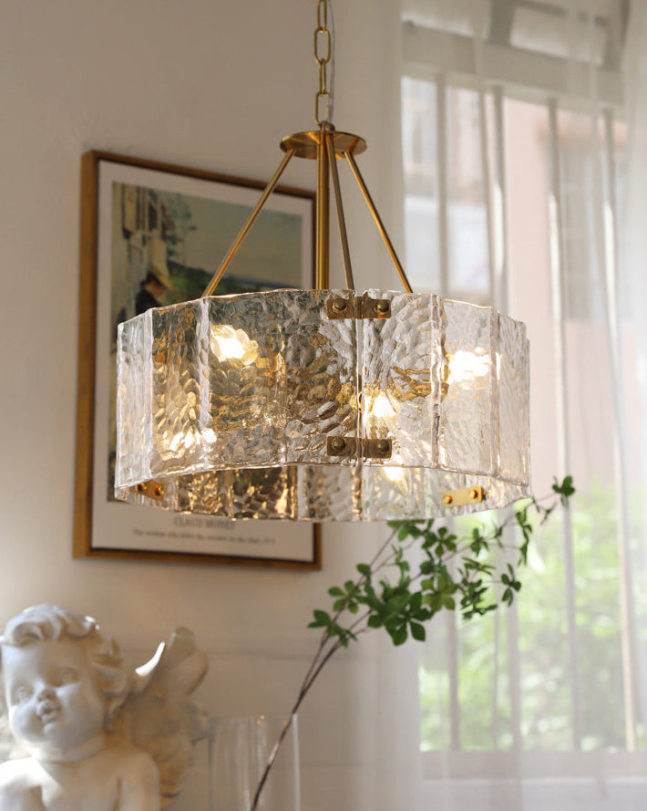 Close-up detail of the Fenoullet Chandelier's unique glass surface.