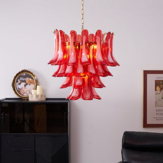 Aurora Lustre Rouge Pétale Verre Superposé Artistique