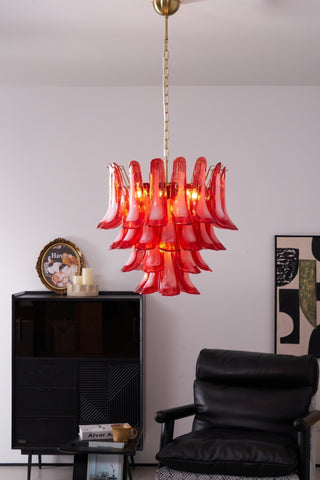 Aurora Lustre Rouge Pétale Verre Superposé Artistique