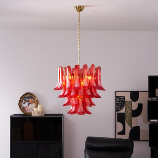 Aurora Lustre Rouge Pétale Verre Superposé Artistique