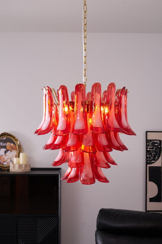 Aurora Lustre Rouge Pétale Verre Superposé Artistique