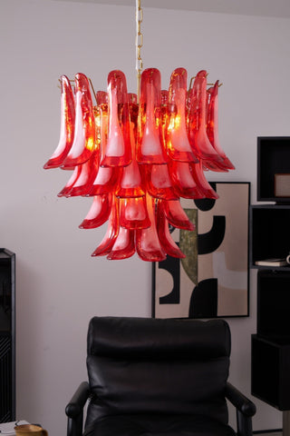 Aurora Lustre Rouge Pétale Verre Superposé Artistique