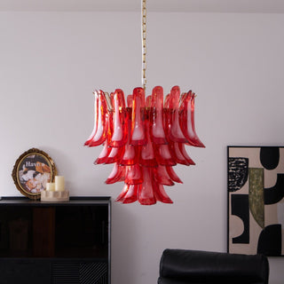 Aurora Lustre Rouge Pétale Verre Superposé Artistique