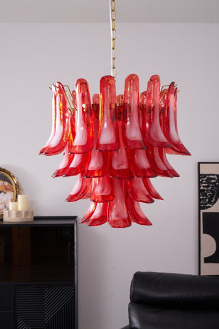 Aurora Lustre Rouge Pétale Verre Superposé Artistique