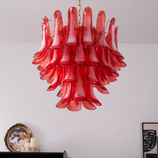 Aurora Lustre Rouge Pétale Verre Superposé Artistique