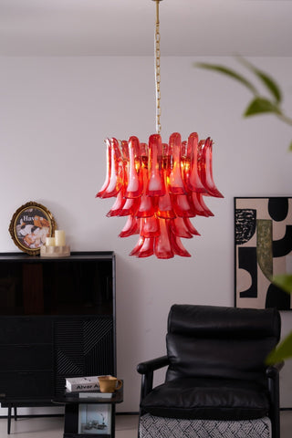 Aurora Lustre Rouge Pétale Verre Superposé Artistique