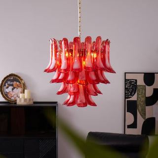 Aurora Lustre Rouge Pétale Verre Superposé Artistique