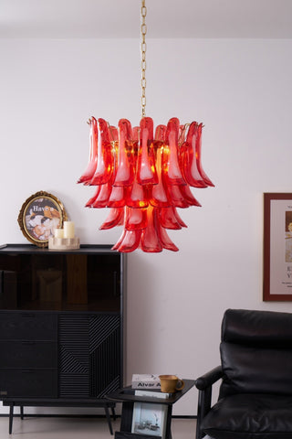 Aurora Lustre Rouge Pétale Verre Superposé Artistique