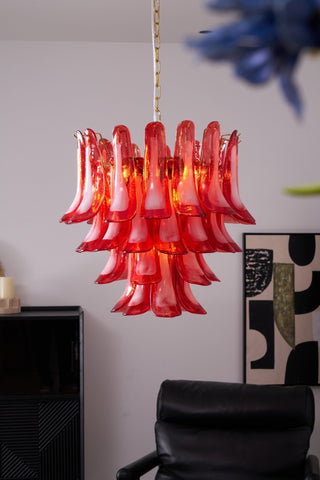 Aurora Lustre Rouge Pétale Verre Superposé Artistique