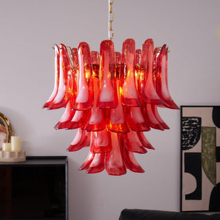 Aurora Lustre Rouge Pétale Verre Superposé Artistique