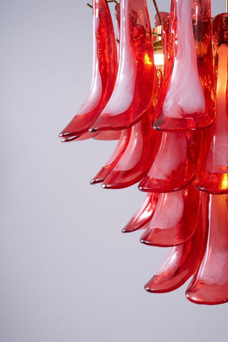 Aurora Lustre Rouge Pétale Verre Superposé Artistique