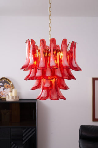 Aurora Lustre Rouge Pétale Verre Superposé Artistique