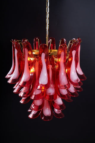 Aurora Lustre Rouge Pétale Verre Superposé Artistique
