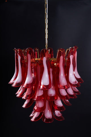 Aurora Lustre Rouge Pétale Verre Superposé Artistique