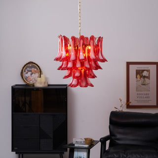 Aurora Lustre Rouge Pétale Verre Superposé Artistique
