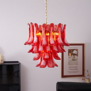 Aurora Lustre Rouge Pétale Verre Superposé Artistique