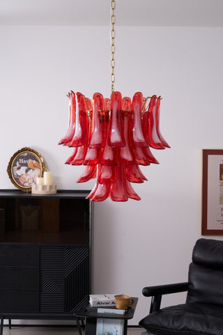 Aurora Lustre Rouge Pétale Verre Superposé Artistique