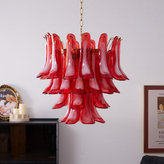 Aurora Lustre Rouge Pétale Verre Superposé Artistique