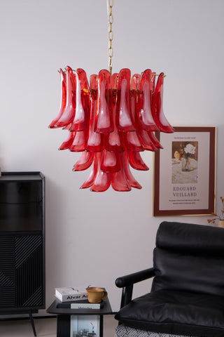Aurora Lustre Rouge Pétale Verre Superposé Artistique