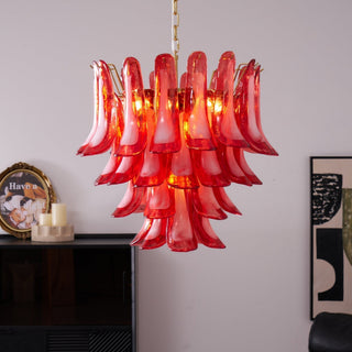 Aurora Lustre Rouge Pétale Verre Superposé Artistique