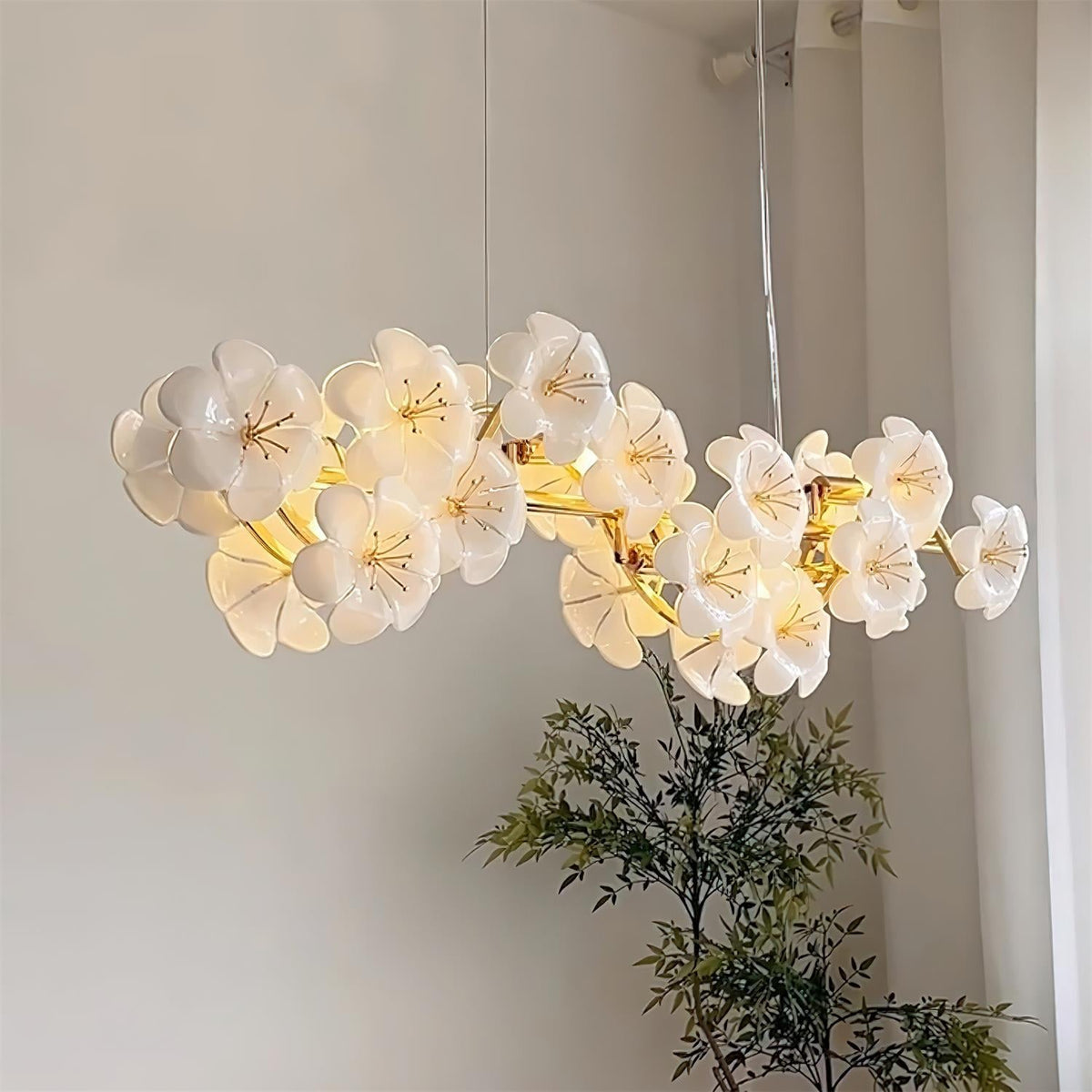 Aurora Flowers Chandelier-Neutral Decor