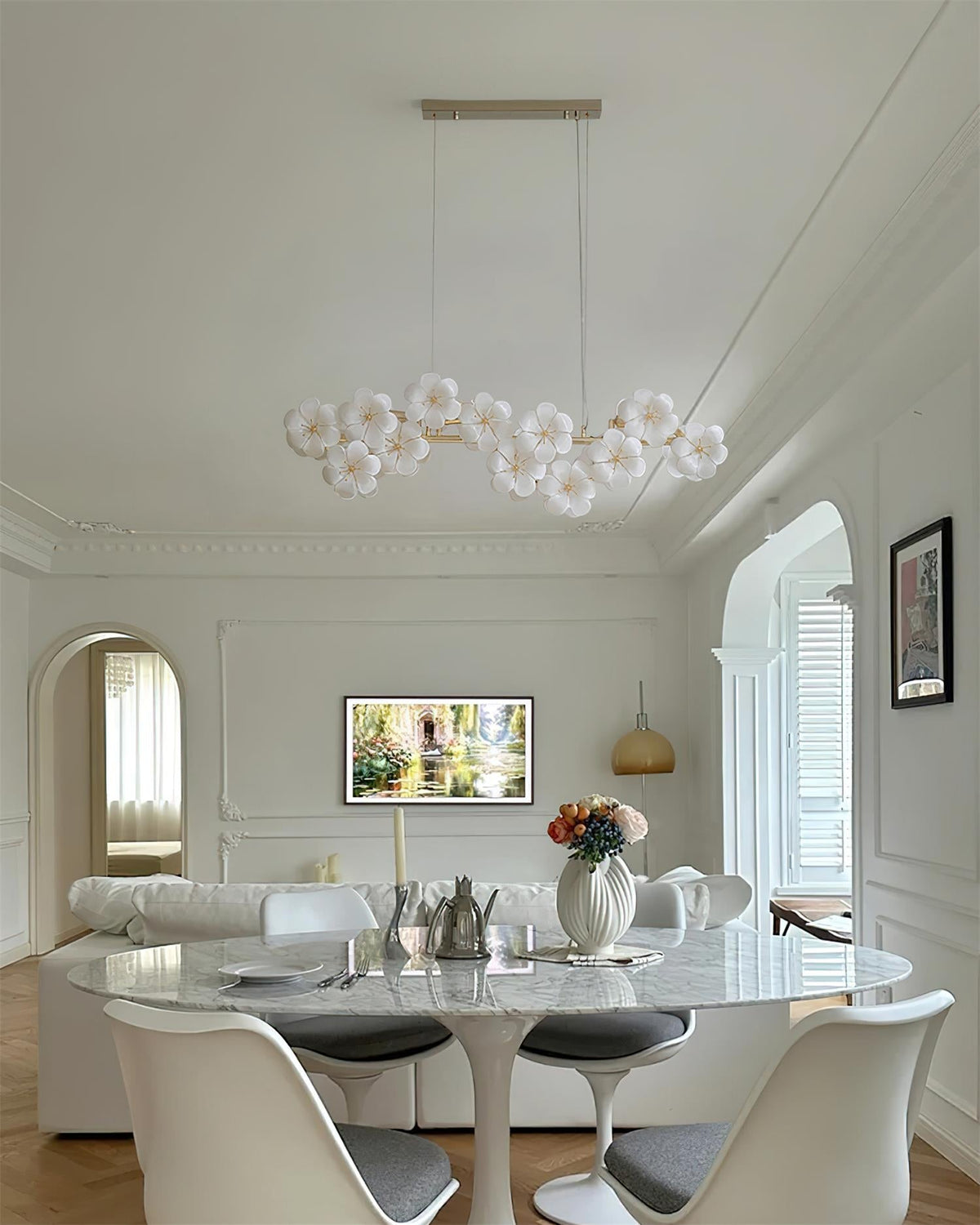 Aurora Flowers Chandelier-Neutral Decor