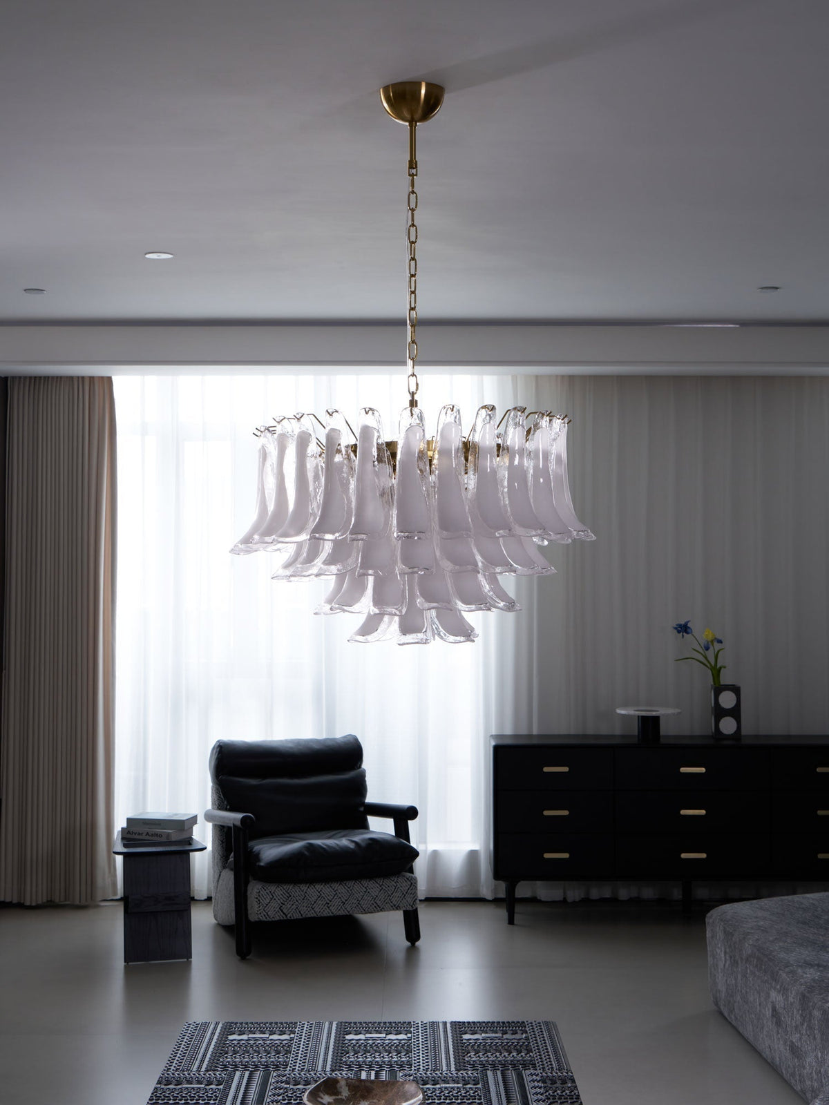 Orleria Lustre Rose Verre Feuille Superposé Florale Glamour