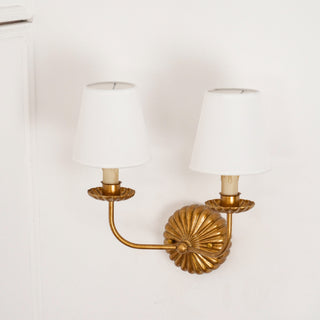 Axiom Applique Murale en Métal Doré Antique et Tissu Industriel Vintage