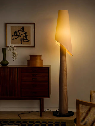Curven Lampadaire en Bois Et Marbre