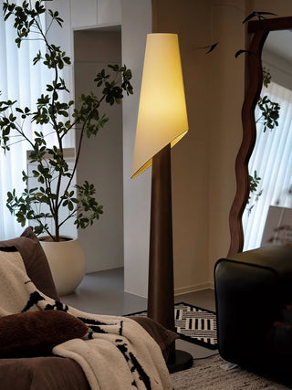 Curven Lampadaire en Bois Et Marbre