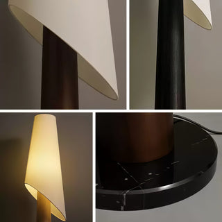Curven Lampadaire en Bois Et Marbre