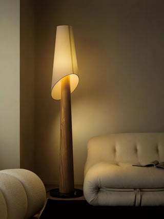 Curven Lampadaire en Bois Et Marbre