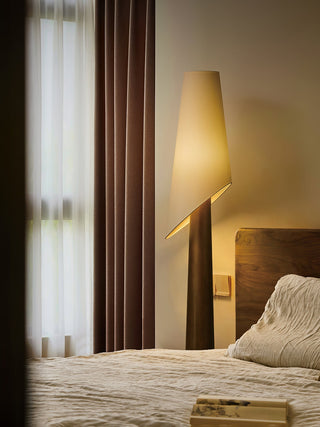 Curven Lampadaire en Bois Et Marbre