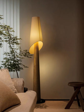 Curven Lampadaire en Bois Et Marbre