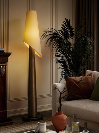 Curven Lampadaire en Bois Et Marbre