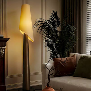 Curven Lampadaire en Bois Et Marbre